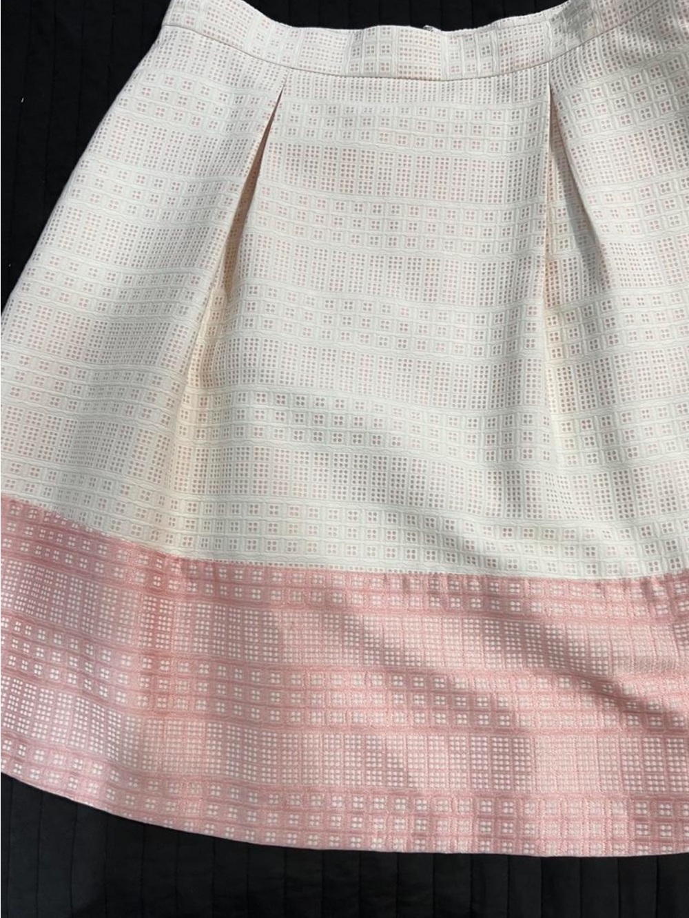 ANTONIO MELANI Cream A-Line Midi Skirt with Pink Hem - Picture 3 of 6